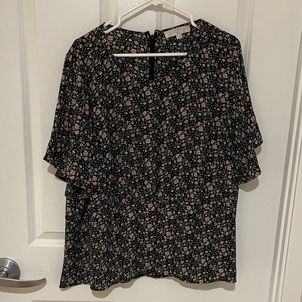 LOFT Black Floral Blouse